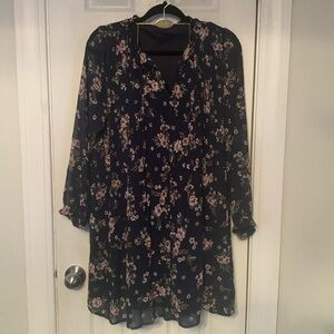 NWT Time & Tru Blue & Pink Floral Print Dress Size S